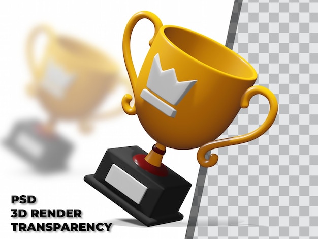 Trofeo 3D con Transparencia Modelado de Render Premium Psd
