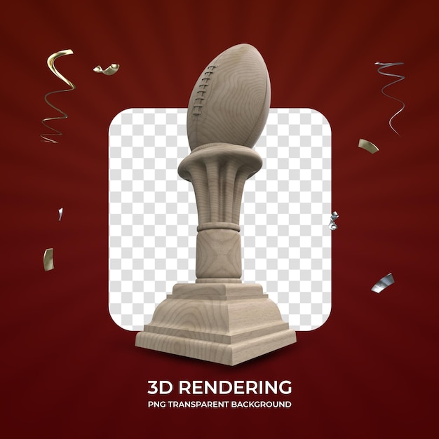 Trofeo de adjudicación de madera representación 3d fondo transparente aislado