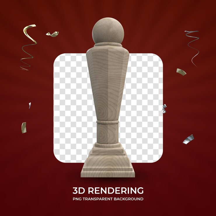 PSD trofeo de adjudicación de madera representación 3d fondo transparente aislado