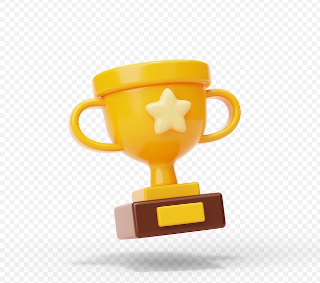 Un trofeo amarillo con una estrella en él.