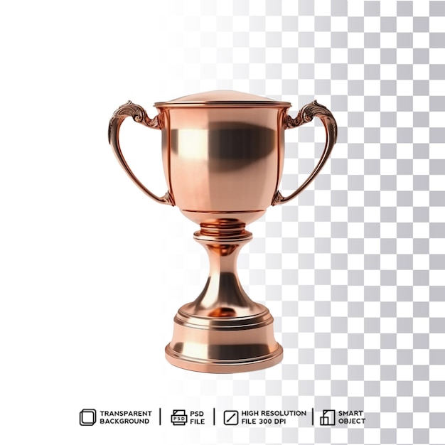 PSD trofeo de bronce brillante sobre fondo transparente