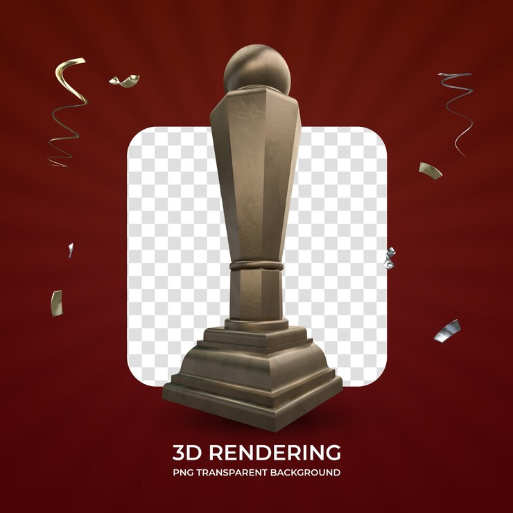 PSD trofeo de concesión de bronce representación 3d fondo transparente aislado