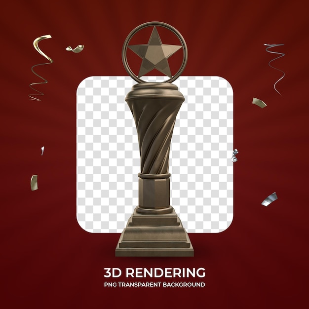 Trofeo de concesión de bronce representación 3d fondo transparente aislado