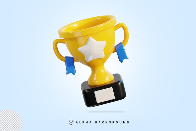 Trofeo copa icono 3d renderizado vector ilustración