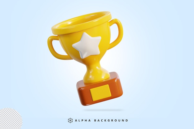 Trofeo copa icono 3d renderizado vector ilustración