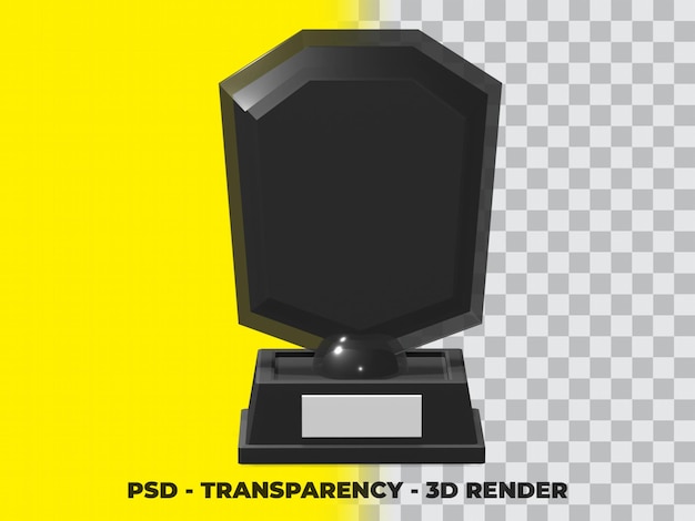 Trofeo de cristal 3d con modelado de renderizado de transparencia psd premium