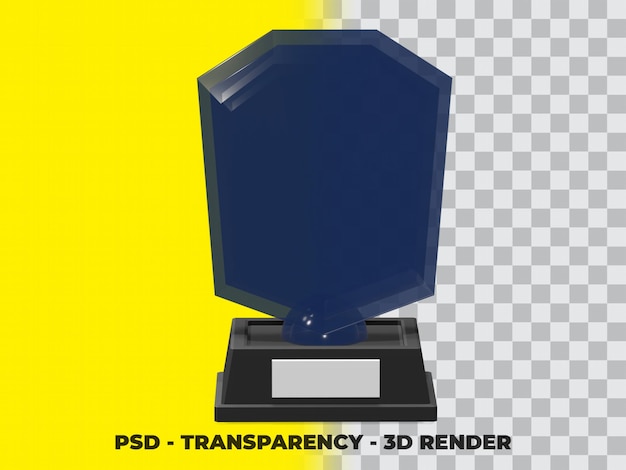 PSD trofeo de cristal 3d con modelado de renderizado de transparencia psd premium