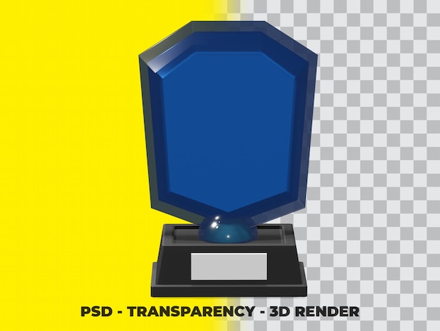 Trofeo de cristal 3D con modelado de renderizado de transparencia Psd premium
