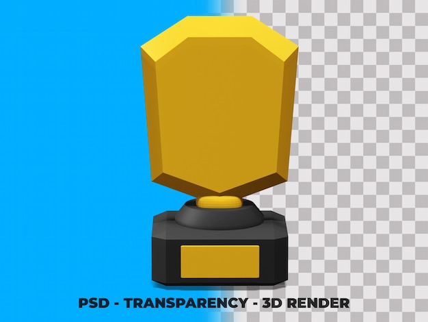 Trofeo de cristal 3D con modelado de renderizado de transparencia Psd premium