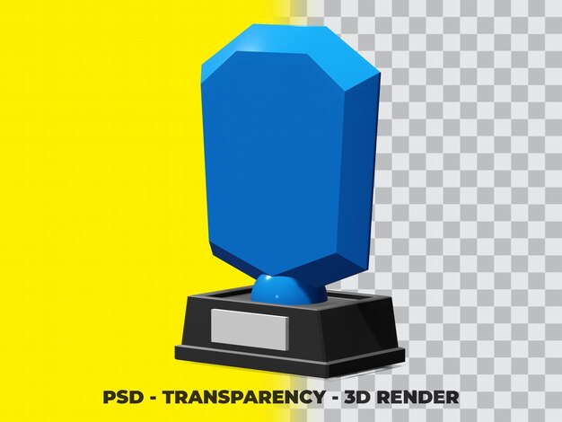Trofeo de cristal 3D con modelado de renderizado de transparencia Psd premium