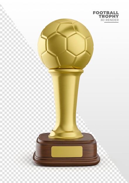 Trofeo d'oro a forma di pallone da calcio nel rendering 3d