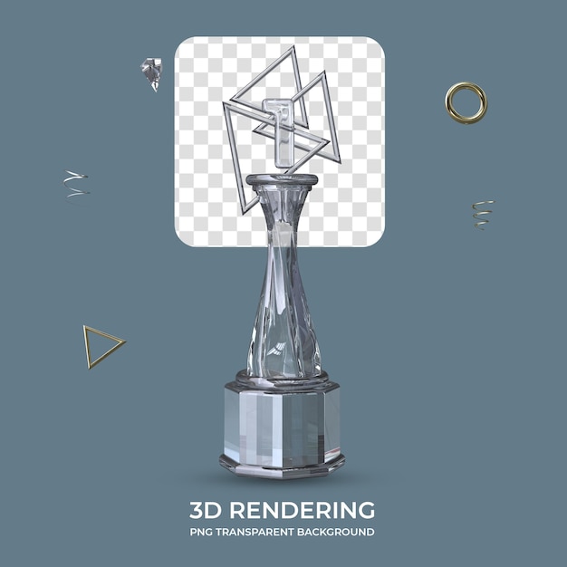 Trofeo de diamante con el número 1 3D render fondo transparente