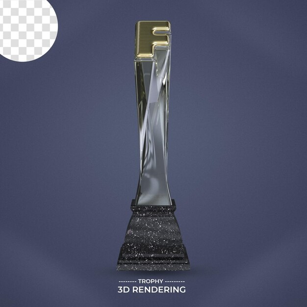 Trofeo con letra 3D renderizado fondo transparente