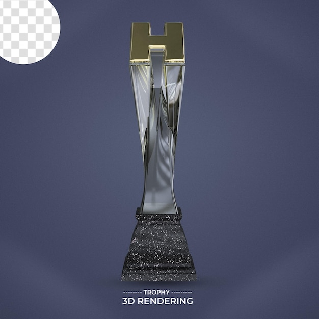 Trofeo con letra 3D renderizado fondo transparente