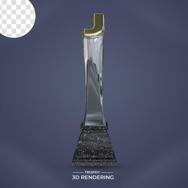 Trofeo con letra 3D renderizado fondo transparente