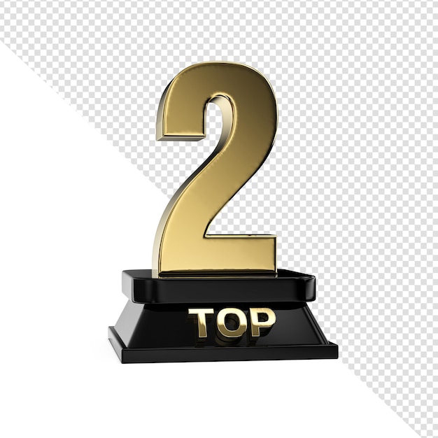 Un trofeo con el número 2 en él