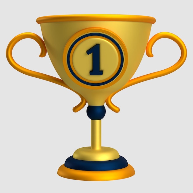 Trofeo de oro con 1 número Premio Ilustración de icono 3D