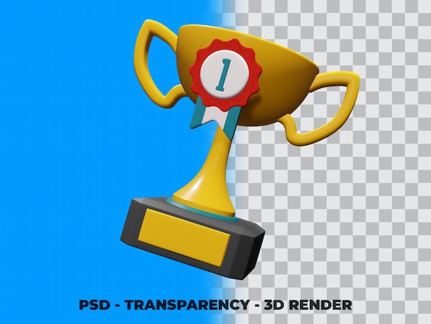 PSD trofeo de oro 3d con modelado de renderizado de transparencia psd premium