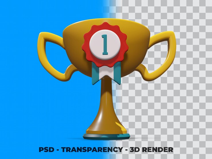 PSD trofeo de oro 3d con modelado de renderizado de transparencia psd premium