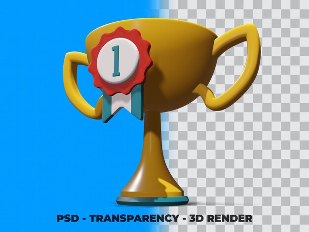 PSD trofeo de oro 3d con modelado de renderizado de transparencia psd premium