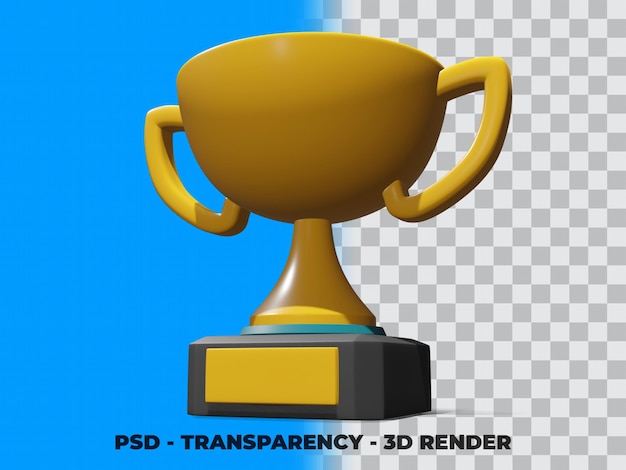 Trofeo de oro 3D con modelado de renderizado de transparencia Psd premium