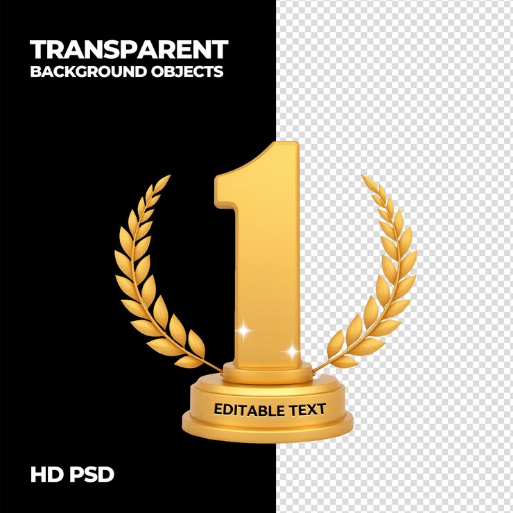 PSD trofeo de oro 3d premio número uno