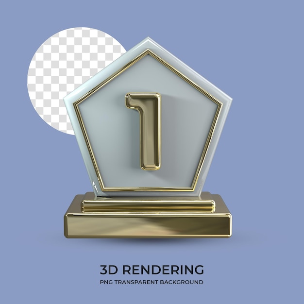 Trofeo oro 3d renderizado fondo transparente