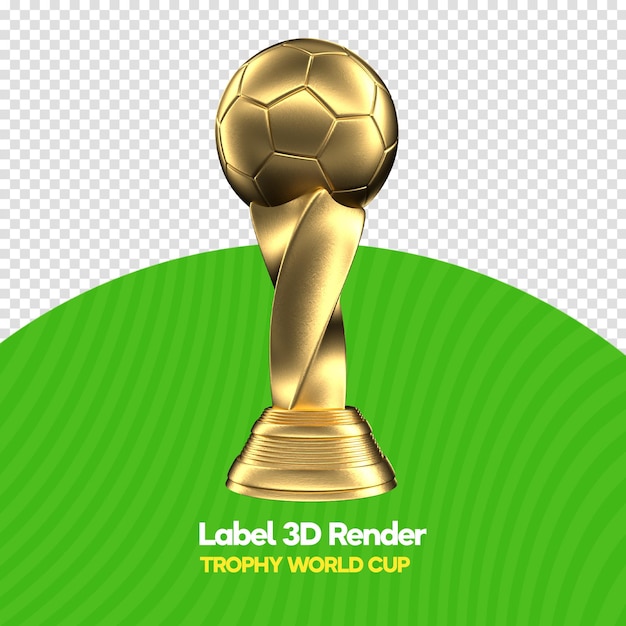 Trofeo de oro en forma de balón de fútbol en 3d render