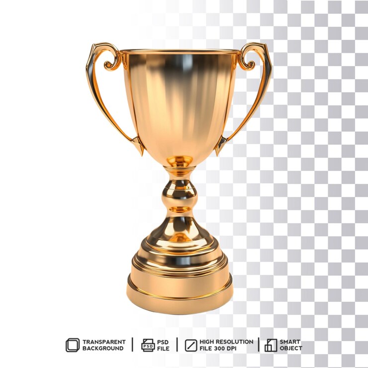 Trofeo de oro de inspiración vintage con fondo aislado