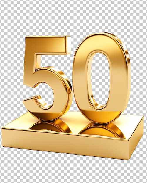 un trofeo de oro con el número 50 en él