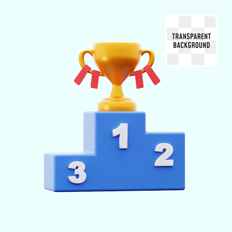 PSD trofeo de oro en el primer lugar ganador etapa campeón deportivo 3d icono ilustración diseño de renderización