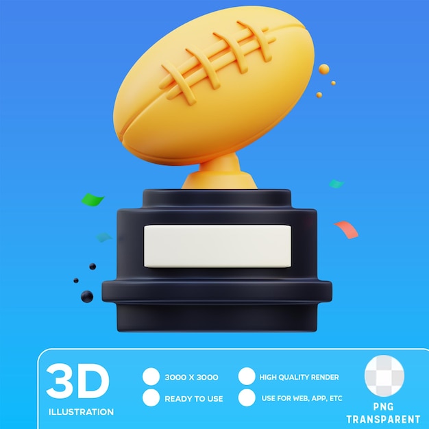 El trofeo de rugby psd 3d ilustración