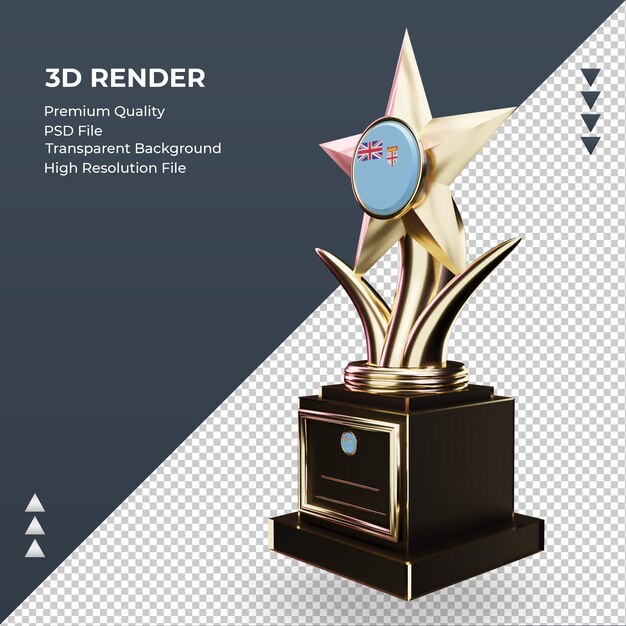 Troféu 3d bandeira de fiji renderizando vista direita