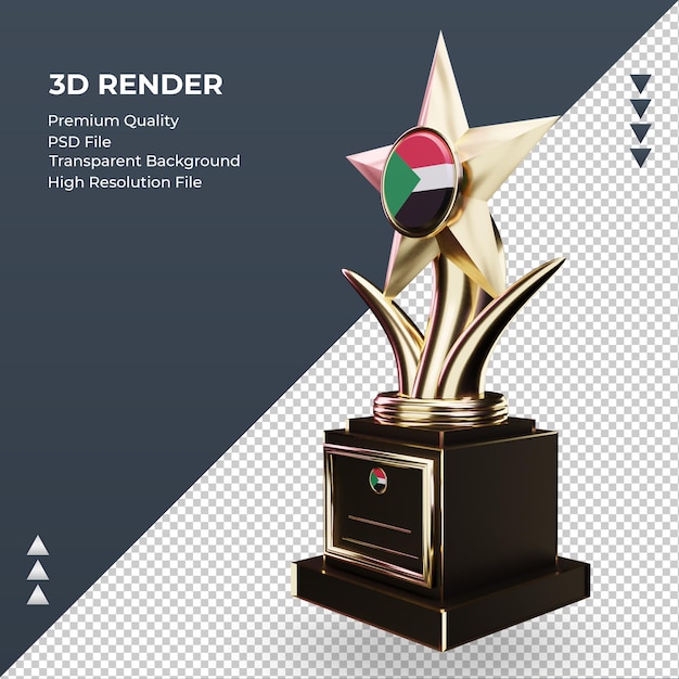 Troféu 3d bandeira do paraguai renderizando vista direita