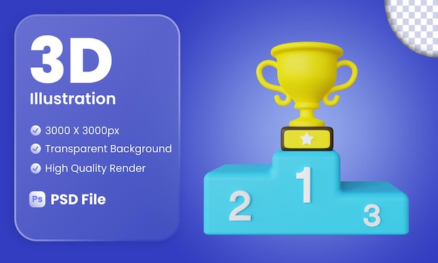 Troféu 3D com Pódio do Torneio
