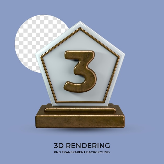 Troféu bronze renderização 3d fundo transparente