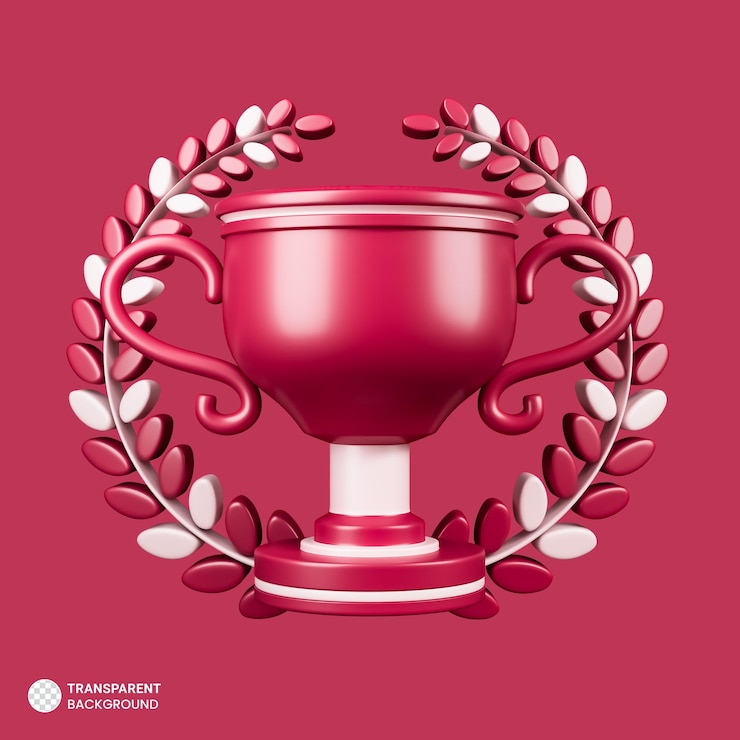 PSD troféu com cor de coroa de louros do ano 2023 ilustração 3d