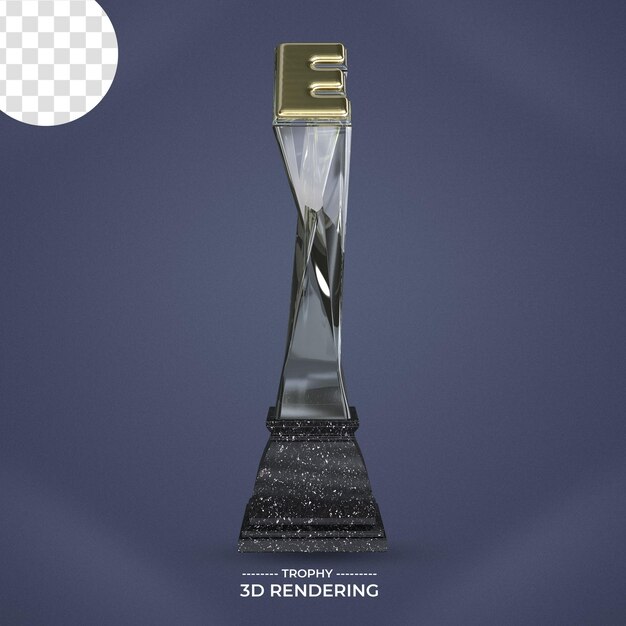 PSD troféu com fundo transparente de renderização 3d de letra