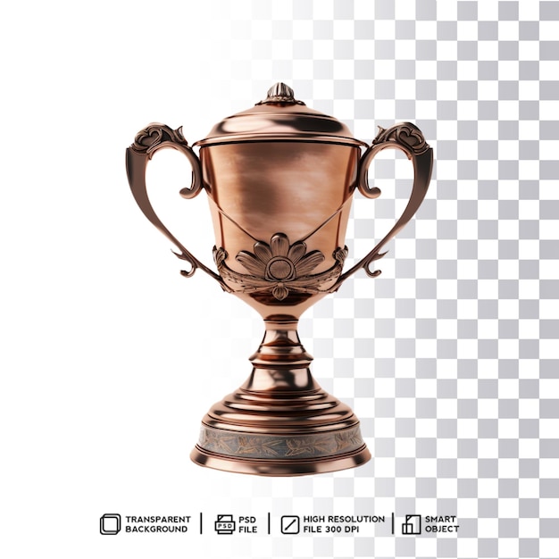 PSD troféu de bronze cintilante em fundo transparente