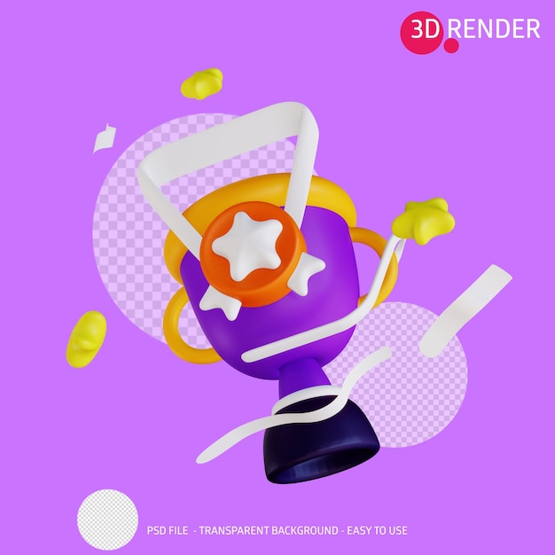 Troféu de ícone de renderização 3d 14