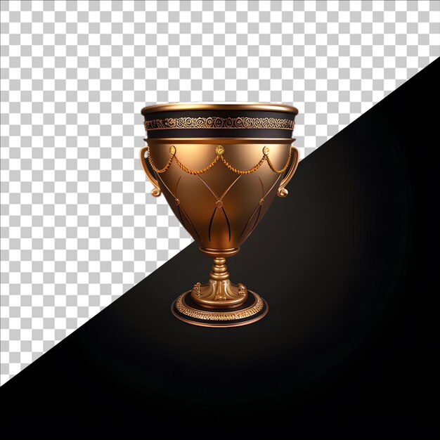 PSD troféu de ouro 3d em fundo transparente com arquivo png