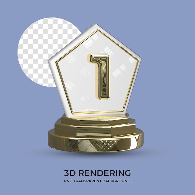 Troféu de ouro renderização 3d fundo transparente