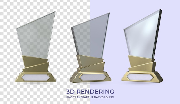 PSD troféu gold awarding renderização 3d com fundo transparente isolado