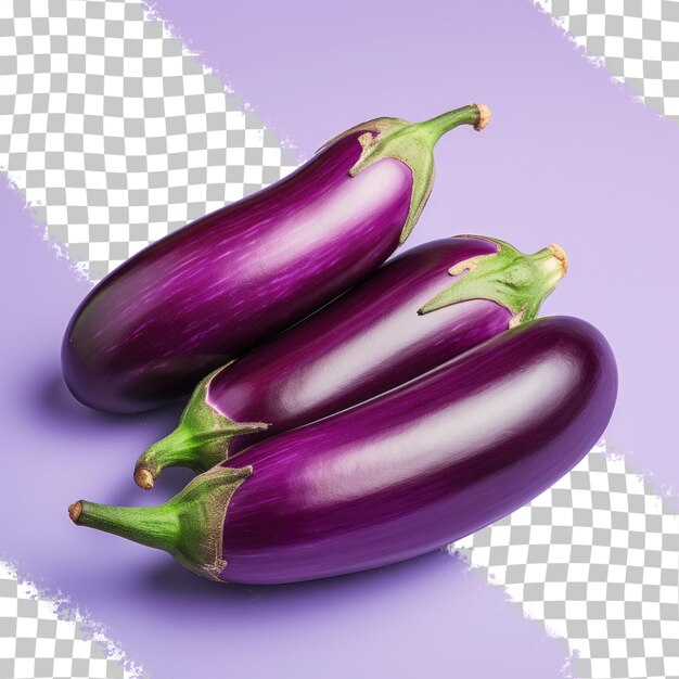 PSD trois aubergines sur un fond transparent