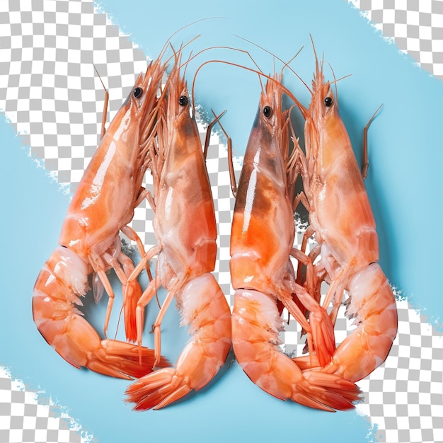 PSD trois crevettes sur fond transparent