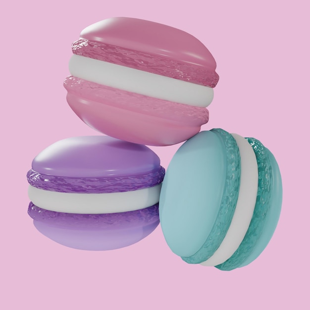 Trois macarons sont empilés les uns sur les autres