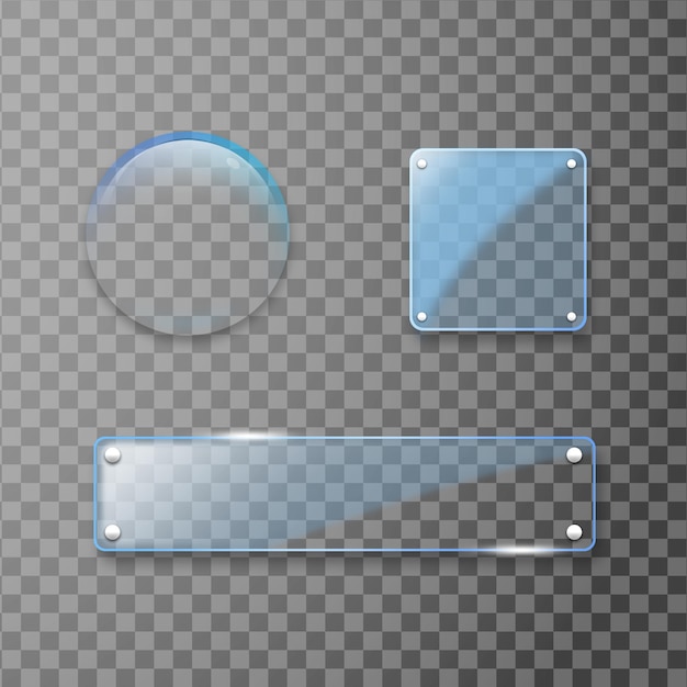 Trois types de cadres de texture de verre avec fond transparent