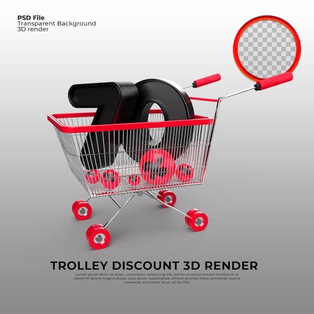 Trolley Sale 70 Prozent Rabatt 3D Render PNG