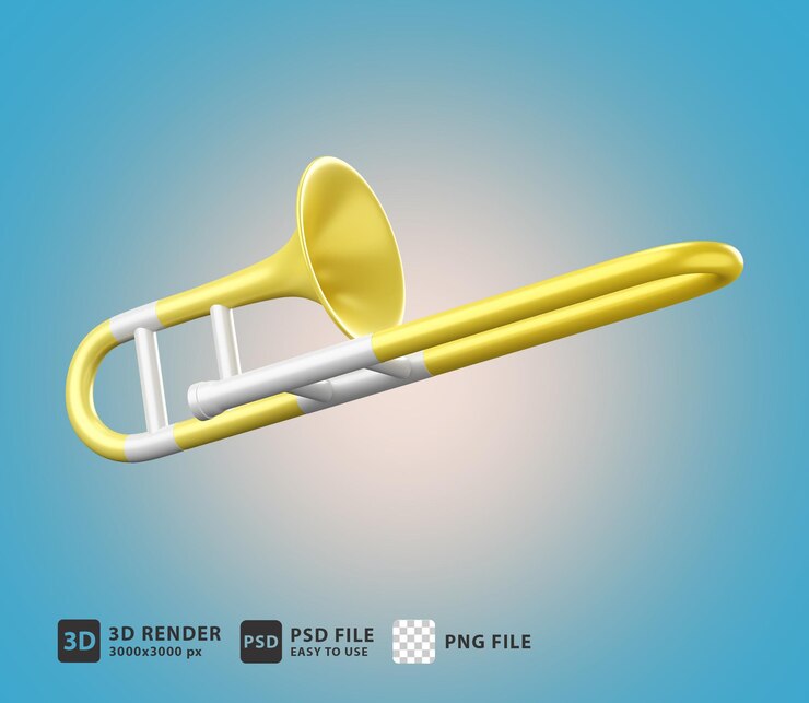 PSD trombone de ícone de renderização 3d