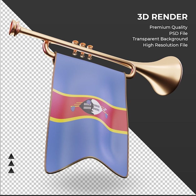 Trompeta 3d bandera de eswatini renderizado vista izquierda